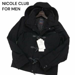 未使用★ NICOLE CLUB FOR MEN ニコルクラブ フォーメン 中綿 断熱★秋冬 ショート ウール ダッフルコート Sz.46　メンズ 黒　I3T02567_C#N