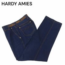 HARDY AMIES ハーディ エイミス 豹 ヒョウ ワッペン★ レーヨン デニム パンツ スラックス ジーンズ Sz.85　メンズ　I3B00888_C#R_画像2