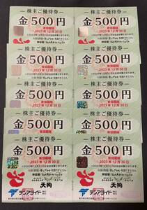 天狗★株主優待券500円×10枚＝5000円分★送料込匿名発送★テンアライド★期限近いため特価★天狗レストラン