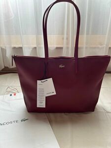 ラコステ トートバッグ　エンジ系　ハワイ購入 LACOSTE