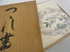 平和屋2■爪掻き本綴れ　八寸名古屋帯　花鳥文　金糸　共箱付き　逸品　tw4187