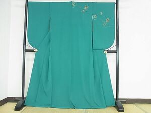 平和屋2■小振袖　花丸文　納戸色　金彩　逸品　sf2900