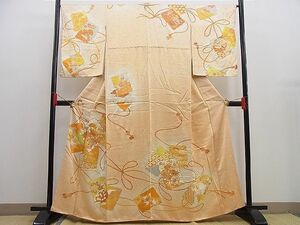 平和屋野田店■訪問着　駒刺繍　色紙重ね鼓花文　金彩　暈し染め　逸品　n-cw0478