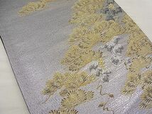 平和屋野田店■六通柄袋帯　松風霞文様　金糸　逸品　n-ea0722_画像2