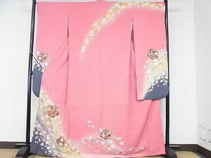 平和屋2■豪華振袖　駒刺繍　ふくれ織　舞桜　花鞠文　暈し染め　金彩　逸品　op6870