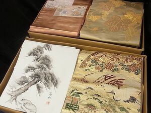 平和屋■名古屋帯 まとめて100点 鶴 尾長鳥 葡萄 花柄 アンティーク 作家物 手描き 金銀糸 など 未使用品あり 全て正絹 se984