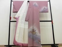 平和屋野田店■訪問着　立波花文　暈し染め　金彩　逸品　n-kg4207_画像2