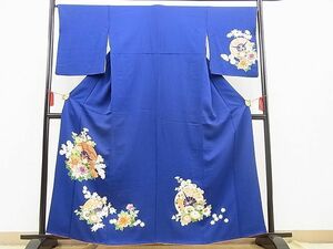 平和屋野田店■訪問着　扇面牡丹花文　金彩　逸品　n-up0485