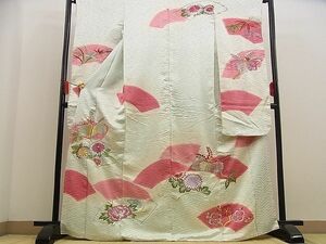 平和屋野田店■豪華振袖　刺繍　地紙菊花文　暈し染め　逸品　n-up0520