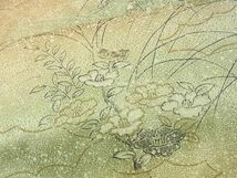 平和屋野田店■上質な小紋　手描き　椿　たたき染め　金彩　逸品　n-up0540_画像5