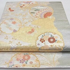 平和屋野田店■六通柄袋帯 唐織 慶長雪輪文 金銀糸 逸品 n-ow0428の画像1