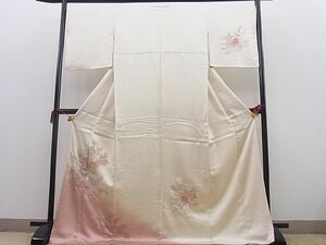 平和屋野田店■訪問着　総刺繍　絞り　スワトウ刺繍　汕頭刺繍　菊花文　暈し染め　逸品　n-mz7850