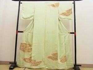 平和屋野田店■訪問着　駒刺繍　雲取り菱天井草花文　金彩　逸品　n-ne2784