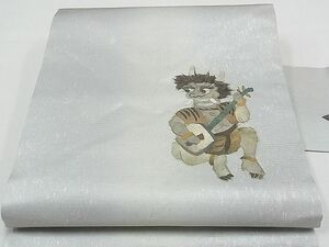 平和屋1■九寸名古屋帯　作家物　和紙　鬼　三味線　逸品　hy9619