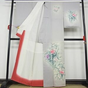 平和屋-こころ店■訪問着 草花文 金彩 着丈159.5cm 裄丈66.5cm 正絹 逸品 未使用 1B-wt682の画像2