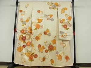 平和屋-こころ店■豪華振袖　駒刺繍　草花文　金彩　着丈158cm　裄丈63cm　正絹　逸品　1B-np645