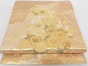 平和屋-こころ店■六通柄袋帯　花鳥文　金銀糸　正絹　逸品　B-cy6890