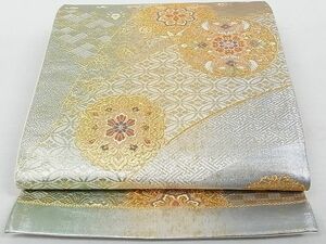 平和屋-こころ店■六通柄袋帯　唐織　正倉院花鳥文　金糸　引箔　正絹　逸品　未使用　A-og535