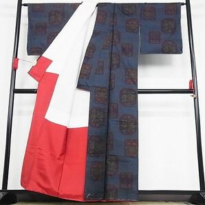 平和屋-こころ店■本場大島紬 色紙花文 着丈159cm 裄丈67.5cm 正絹 逸品 未使用 B-ag5534の画像3