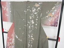 平和屋-こころ店□訪問着　刺繍　絞り　辻が花　松皮菱花文　暈し染め　金彩　着丈168cm　裄丈67.5cm　正絹　逸品　3kk1948_画像3