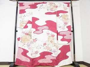 平和屋2■創業460年・千總　振袖　刺繍　絞り　貝桶吉祥花文　金彩　伊勢丹扱い　逸品　1ps1481