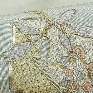 平和屋-こころ店■訪問着 駒刺繍 扇面草花文 暈し染め 金彩 着丈148.5cm 裄丈63.5cm 正絹 逸品 1B-np726の画像7