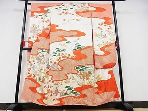 平和屋-こころ店■豪華振袖　絞り　人物風景文　着丈156.5cm　裄丈65.5cm　正絹　逸品　B-ag5609