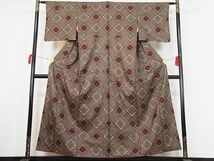 平和屋-こころ店■希少　本場大島紬　龍郷絣　花菱文　着丈153cm　裄丈60.5cm　正絹　逸品　A-ck6669_画像1