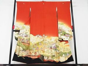 平和屋-こころ店■豪華振袖　人物風景文　暈し染め　金彩　着丈150.5cm　裄丈68cm　正絹　逸品　B-ag5639