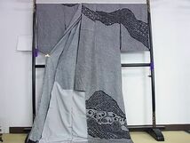 平和屋2■訪問着　総絞り　吉祥花唐草文　黒地　仮絵羽　逸品　未使用　ic9299_画像4