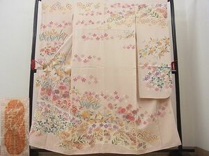 平和屋野田店■本加賀友禅作家　中井節子　振袖　草花文　逸品　n-kg4695