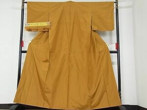 平和屋-こころ店■黃八丈　紬　草木染め　格子　証紙付き　着丈155cm　裄丈64.5cm　正絹　逸品　未使用　A-cs6448