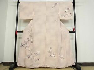 平和屋-こころ店■訪問着　枝花文　暈し染め　金彩　着丈161cm　裄丈65cm　正絹　逸品　1B-np877