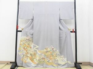 平和屋野田店■極上　創業460年・千總　色留袖　駒刺繍　道長御所車熨斗吉祥花文　金彩　逸品　n-zb0414