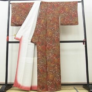 平和屋野田店■上質な小紋 几帳吉祥飛鶴花文 鬼しぼ縮緬 逸品 n-op0614の画像3