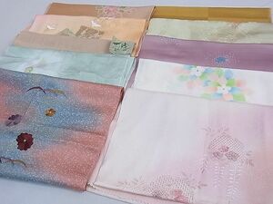 平和屋1□和装小物　上質な帯揚げ１０枚セット　スワトウ刺繍　辻が花　絞り　茶染　雪輪花文など　逸品　未使用　3s500143