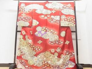 平和屋1■訪問着　駒刺繍　雲取正倉院花唐草文　暈し染め　金彩　逸品　hy9986