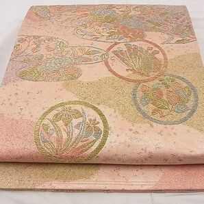 平和屋野田店■太鼓柄袋帯 舞蝶花唐草文 金糸 逸品 n-te0358の画像1