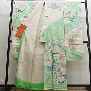 平和屋野田店■豪華振袖 絞り 流水籬花文 金彩 逸品 n-fw4426の画像3