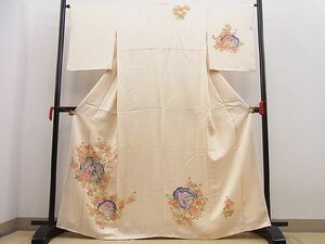 平和屋野田店■訪問着　花絵皿休み鳥文　逸品　n-pk4311