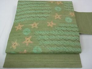 平和屋2■希少　染色作家 山本由季　九寸名古屋帯　貝殻　ヒトデ　逸品　未使用　3kh1808