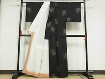 平和屋-こころ店■本場大島紬　７マルキ　色紙花文　やまと誂製　着丈161cm　裄丈64cm　正絹　逸品　1B-np1090_画像2