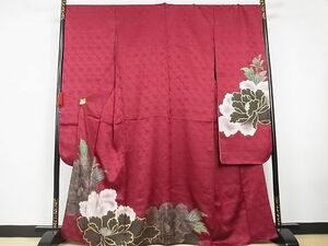 平和屋-こころ店■豪華振袖　草花文　金彩　着丈163.5cm　裄丈69.5cm　正絹　逸品　A-br7011