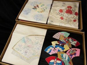 平和屋-こころ店■名古屋帯 まとめて100点 尾長鳥 人物 花柄 手描き 駒刺繍 金銀彩 など 着用可能多数 未使用品あり 全て正絹 hi1061