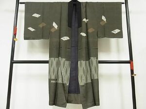 平和屋-こころ店■男性　袷　かるた　正絹　逸品　1B-np1076