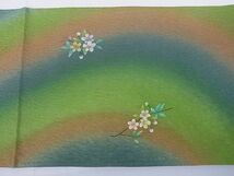 平和屋-こころ店■紙芸創作者・横山優　和紙　太鼓柄袋帯　手描き　紙芸愛歌　枝桜文　正絹　逸品　A-az6608_画像9