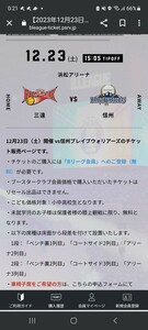 【浜松】12/23(土)三遠ネオフェニックスvs信州ブレイブウォーリアーズ2階自由席♪