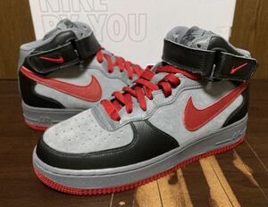 22年製 NIKE AIR FORCE 1 MID BY YOU ナイキ エアフォース ミッド AF1【DN4163-991】レザー 天然皮革 LEATHER SUEDE 黒×灰 US7.5