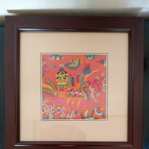 [未使用]刺繍農民画ゴンドラ 中国伝統美術工芸