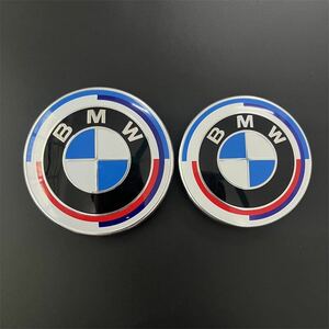 国内発送　BMW 50周年 M クラシック エンブレム 82mm 73mm 2個セットE46E90F30F31F32F80F83F36M4①